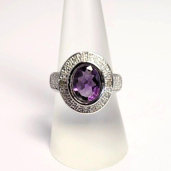 Purple Amethyst Ring 2.1 carats Size 7-3/4 - Picture 3 of 9